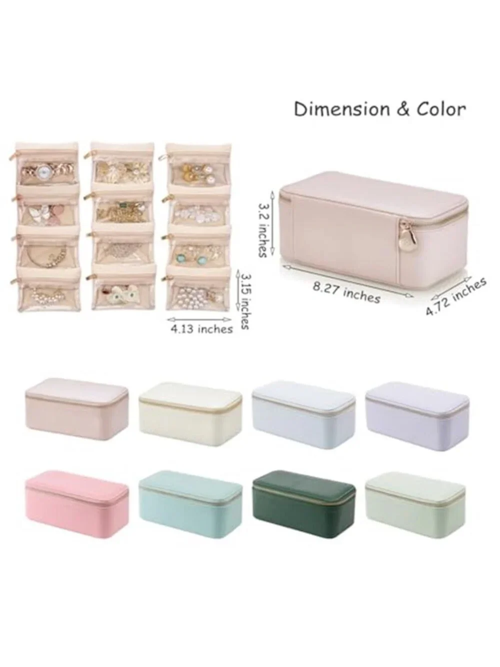 Travel Jewelry Organizer Box Removable Pouches Storage Case Gift For Women